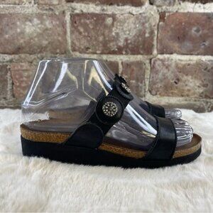 NAOT Black Wedge Double Strap Sandal Sz 6 Narrow